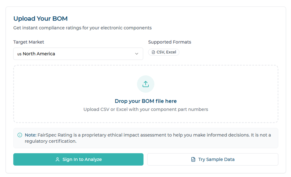 Upload Your BOM interface